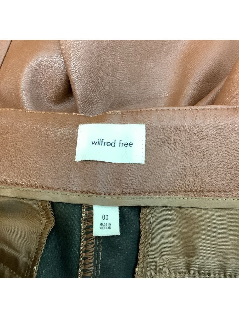WILFRED ASCENDANT VEGAN LEATHER COGNAC PANTS 00 - Picture 10 of 12